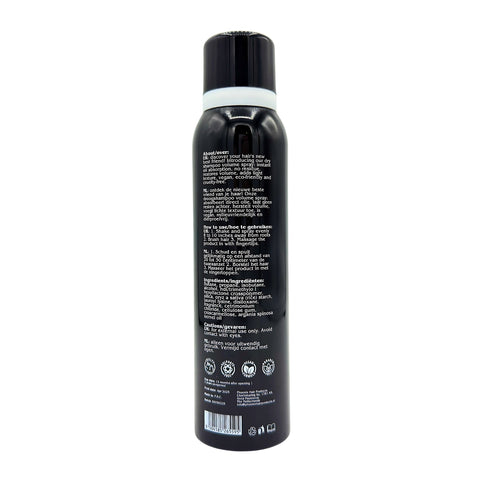 Achterzijde van de Phoenix Hair Products Dry Shampoo Volume Spray 150 ml met ingrediënten, gebruiksadvies, productspecificaties en barcode.