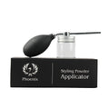 Phoenix Hair Products Hair Styling Powder Applicator met rubberen pomp en reservoir voor gelijkmatige dosering van styling powder.