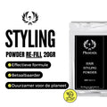 Phoenix Hair Products Hair Styling Powder navulling met sterke hold, langdurig volume, matte finish en eenvoudig navullen van de Hair Styling Powder Applicator.