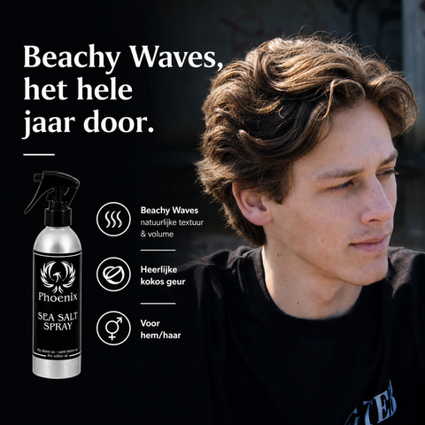 Phoenix Hair Products Sea Salt Spray voor beachy waves, natuurlijke textuur, meer volume en een flexibele hold. Geschikt voor mannen en vrouwen.