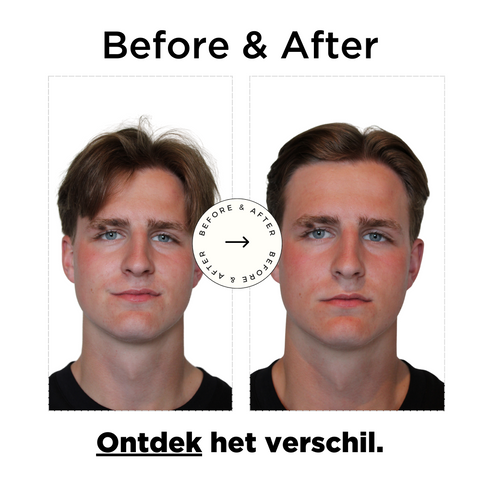 Before & after van Phoenix Hair Products Shaping Clay. Laat zien hoe de matte haarklei meer volume, textuur en een natuurlijke matte finish geeft.