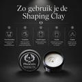 Stappenplan voor het gebruik van Phoenix Hair Products Shaping Clay. Breng de matte haarklei aan op droog of handdoekdroog haar voor meer volume, textuur en een sterke hold.