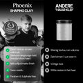 Vergelijking van Phoenix Hair Products Shaping Clay met standaard haarklei. Biedt meer textuur, langdurige hold, een matte finish en laat geen residu achter.